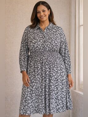 MICHAEL Michael Kors Floral Smocked Midi Dress 3X NWT